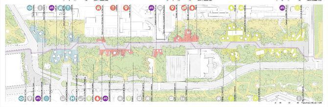 Plano de detalle del proyecto para la Plaza Cívica de Mar de Cristal. 