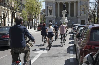 Cadena Ciclista en Recoletos: apoyo a la bici en la desescalada