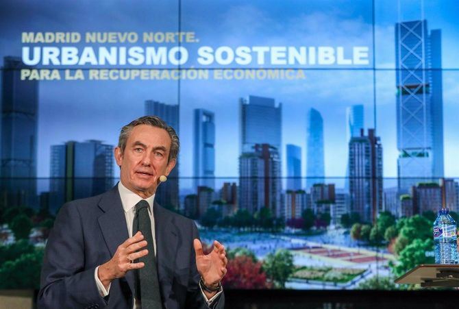 El consejo de administración de Distrito Castellana Norte (DCN) ha propuesto cambiar la denominación social de la compañía a Crea Madrid Nuevo Norte. En la imagen, el presidente de Distrito Castellana Norte, Álvaro Aresti, en una intervención reciente.