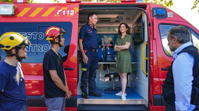 La presidenta de la Comunidad de Madrid, Isabel Díaz Ayuso, ha presentado hoy en el Parque Polvoranca de Leganés el Plan Especial de Protección Civil de Emergencia por Incendios Forestales en la Comunidad de Madrid (Infoma) para el verano de 2022.