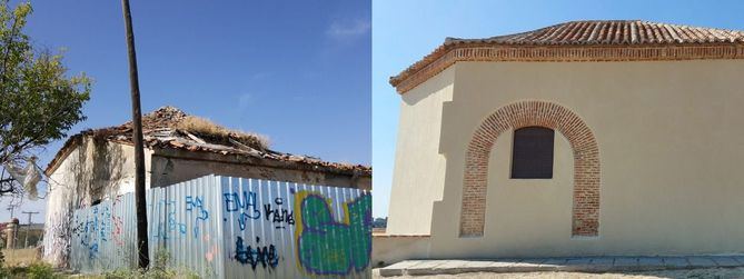 Trabajos de restauración ‘in situ’ del artesonado de la ermita de San Roque, en Fuencarral, llevados a cabo con un criterio de máxima conservación de elementos originales. 