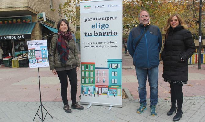 Con el lema 'Para comprar elige tu barrio', la FRAVM, junto a COCEM y la Dirección General de Participación Ciudadana del Ayuntamiento de Madrid, ha presentado este viernes, en el barrio de Orcasitas (Usera), una nueva campaña de apoyo al comercio local.