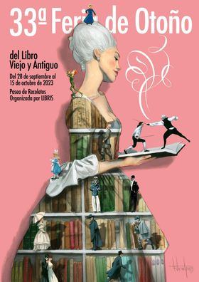 Como en ediciones anteriores, el cartel de la 33ª edición de la Feria de Otoño del Libro Viejo y Antiguo de Madrid ha sido diseñado por el pintor e ilustrador español, Fernando Vicente.