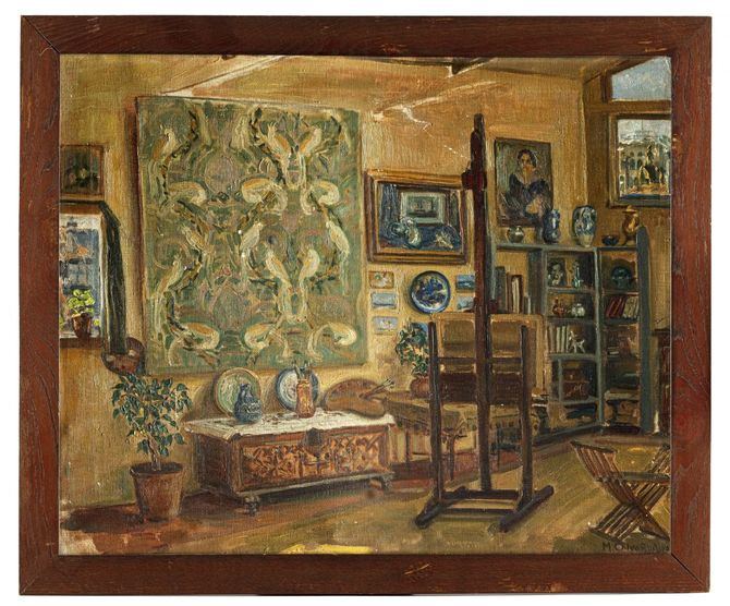 La muestra destaca la contribución de las creadoras al ámbito de las artes decorativas en el panorama artístico de la vanguardia española. En la imagen, Matilde Calvo Rodero, 'Estudio de Ventura de la Vega'. Colección particular. Depósito Museo Nacional de Artes Decorativas, Madrid.