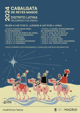 La cabalgata llegará el 5 de enero, con visita previa de los carteros reales el 3 de enero en diferentes mercados del distrito de Latina.
