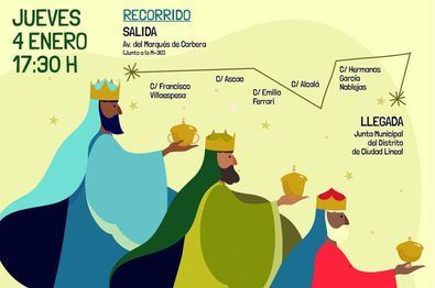La cabalgata de los Reyes Magos volverá a recorrer las calles del distrito de Ciudad Lineal, el próximo 4 de enero, a partir de las 17.30 horas.