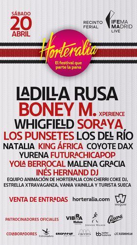 Boney M. Xperience, Soraya, Yurena y Los Punsetes, en el cartel de la III edición de Horteralia Madrid