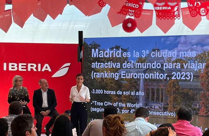 Iberia es una de las principales aerolíneas que conectan Madrid y México y los tres vuelos diarios que ofrecerá de forma regular durante 2024 supondrán una oferta de 770.000 asientos, la mayor registrada por la compañía desde la inauguración de este trayecto.