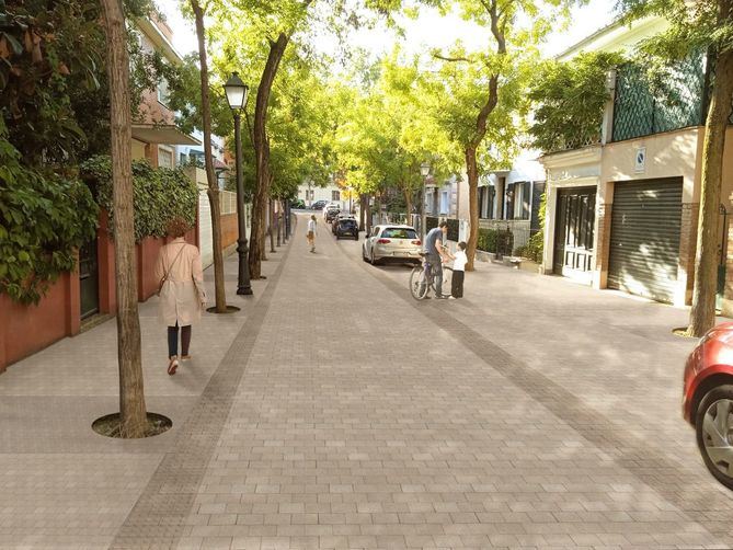 El proyecto contempla implantar plataforma única en todas las calles afectadas con el objetivo de favorecer la vialidad peatonal y cumplir con la normativa de accesibilidad. En la imagen, un 'render' de la imagen de la calle de Urumea tras la reforma.