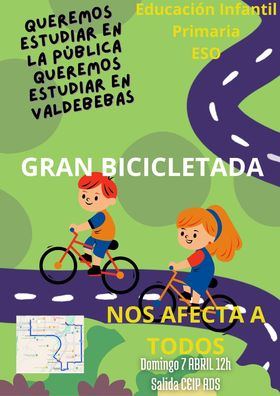 Los vecinos de Valdebebas organizan una 'bicicletada' para denunciar la 'falta' de centros educativos públicos en el barrio