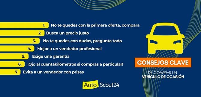 Con el objetivo de guiar al comprador que se estrena en el mercado de vehículo de ocasión, hay una serie de consejos a seguir para comprar con inteligencia, encontrar el modelo que mejor se ajuste a sus necesidades y evitar sorpresas poco agradables cuando se lo lleve a su casa. 