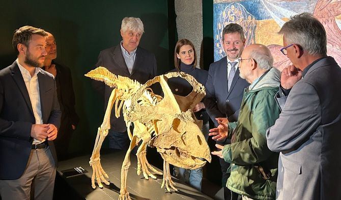 De Paco Serrano ha estado acompañado por el director del Museo Arqueológico y Paleontológico de la Comunidad de Madrid, Enrique Baquedano, su homólogo del Parque de las Ciencias (Andalucía-Granada), Luis Alcalá Martínez, entidad coorganizadora de la muestra. La visita inaugural ha sido guiada por los comisarios José Luis Sanz García, catedrático de Paleontología de la Universidad Autónoma de Madrid, y Francisco Ortega Coloma, Profesor Titular de la Universidad Nacional de Educación a Distancia.