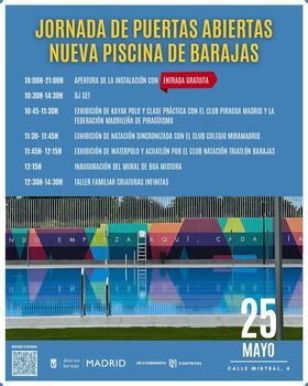 Jornada de puertas abiertas en la nueva piscina de verano de Barajas, con exhibiciones deportivas y talleres familiares