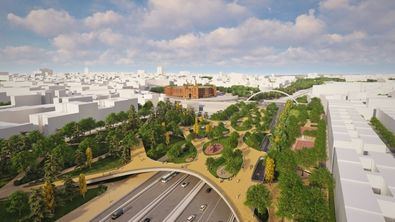 La nueva plataforma se situará unos 300 metros al sur del puente de Ventas, tendrá una longitud de 200 metros y generará una superficie de 17.000 m2. El espacio creado sobre la M-30 contará con zonas peatonales, ajardinadas y estanciales en las que se plantarán más de 200 nuevos árboles.