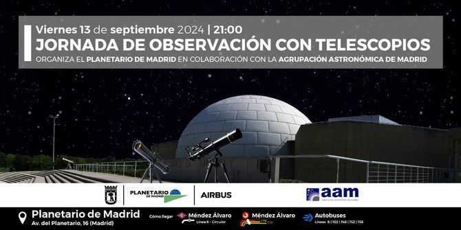 Observación astronómica gratuita, organizada por el Planetario, con una veintena de grandes telescopios y asesoramiento