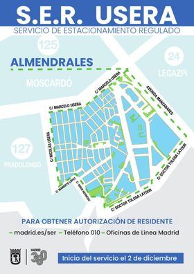 De las 2.564 plazas de Almendrales, 2.296 serán verdes (residentes) y 268 azules (de rotación).