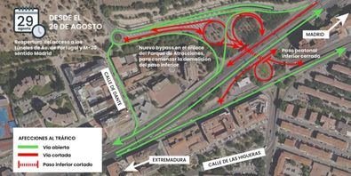 El Ayuntamiento de Madrid adelanta la apertura del túnel para disminuir las afectaciones al tráfico y también la puesta en marcha del baipás de enlace con el Parque de Atracciones, que conectará la glorieta Dante con la A-5 en sentido Badajoz.