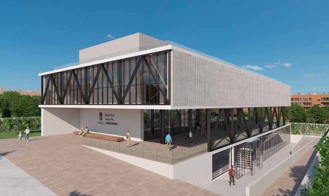 El edificio se organiza en cuatro plantas que incluyen biblioteca, salas de estudio, zonas de estar, despachos y un auditorio con camerinos y sala de ensayo.
