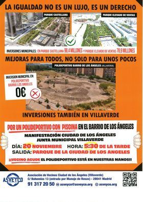 Con el lema “Mejoras para todos, no solo para unos pocos. Inversiones también en Villaverde”, la marcha finalizaba, este jueves, ante la Junta Municipal de Villaverde.