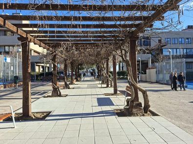 También se ha mejorado la accesibilidad a las pistas, con barandillas y pavimento tacto-visual entre la vía pública y el pasillo central con pérgola, así como en las zonas de juego.
