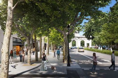 Se recuperará la doble alineación de arbolado original de la calle que desapareció a finales de los años 60 para la ampliación de la calzada.