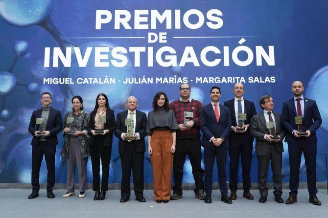 La presidenta de la Comunidad de Madrid, Isabel Diaz Ayuso, ha entregado este martes, en la Real Casa de Correos, los Premios de Investigacion 2025.