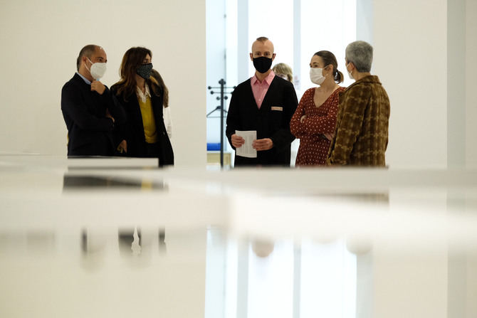 La consejera de Cultura y Turismo de la Comunidad de Madrid, Marta Rivera de la Cruz, durante la presentación de la exposición de Azucena Vieites.