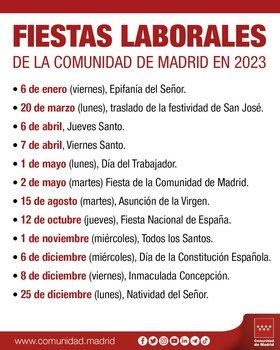 La región tendrá en 2023 un puente de cuatro días en mayo; de cinco, en diciembre y San José, el 20 de marzo