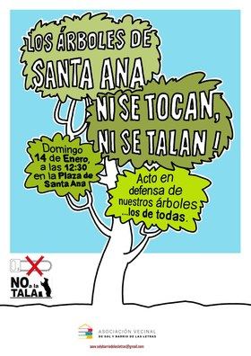 'No a la tala' de los vecino de Centro, este domingo, en defensa de los árboles de la plaza de Santa Ana