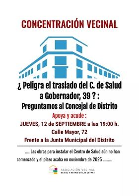 La protesta, coincidiendo con el Pleno del distrito de Centro, comenzará a las 19.00 horas, en a calle Mayor, 72.