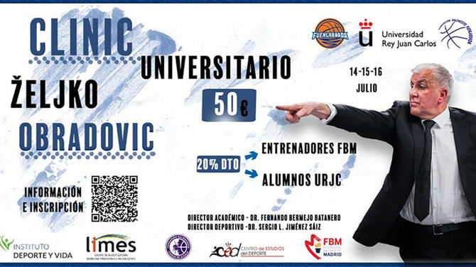 La actividad, organizada conjuntamente por la Fundación Baloncesto Fuenlabrada y la Universidad Rey Juan Carlos, cuenta con la presencia especial de Zeljko Obradovic, entrenador destacado del baloncesto europeo, que mantiene un gran vínculo con la ciudad de Fuenlabrada.  