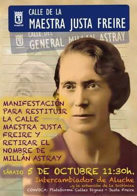 El nombre de Maestra Justa Freire fue acordado por el Pleno de Cibeles en 2017, sin ningún voto en contra.