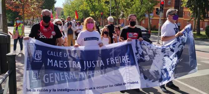 La acción reivindicativa arrancará a las 11.00 horas en el intercambiador de Aluche, para finalizar en la calle que hasta este verano llevaba el nombre de la maestra.