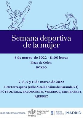 Cartel de la Semana Deportiva de la Mujer en el distrito de Salamanca.