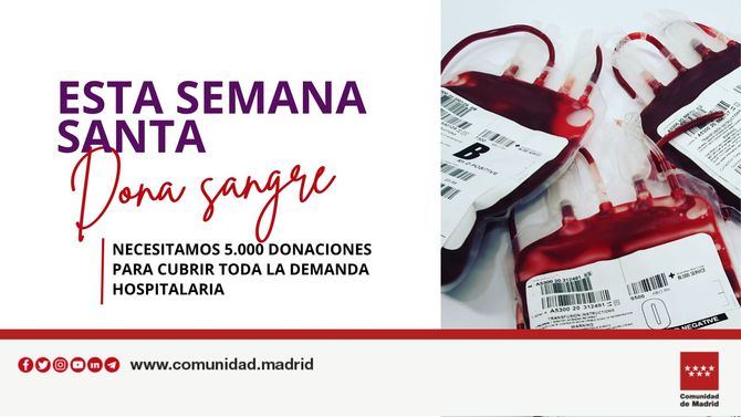 El Centro de Transfusión ha realizado un llamamiento a los madrileños para que acudan a donar antes de salir de vacaciones, habilitando 90 puntos de calle atendidos por unidades móviles en los principales núcleos urbanos.