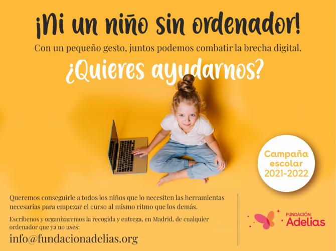 Fundación Adelias hace un llamamiento a donar equipos informáticos para combatir la brecha digital al inicio del curso