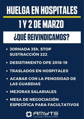 Arranca este miércoles la huelga de facultativos de hospitales con una marcha junto a médicos y pediatras de Primaria