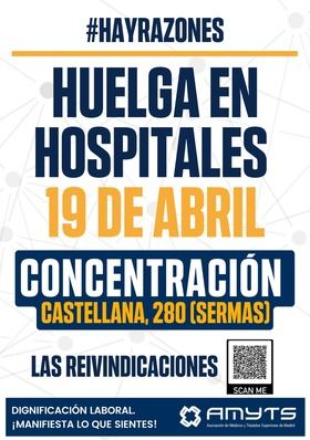 Los médicos de los hospitales irán a la huelga el 19 de abril, tras la falta de acuerdo con la Consejería este viernes