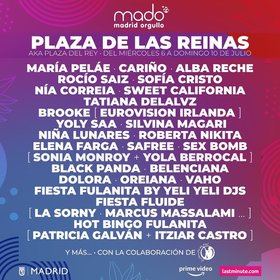 Cartel con los artistas que estaba previsto que actuasen en el escenario de la plaza del Rey.