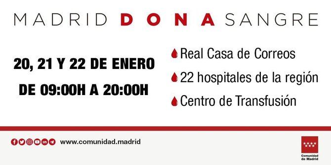 La Real Casa de Correos y otros 23 puntos fijos acogen un maratón de donación de sangre para recuperar las reservas