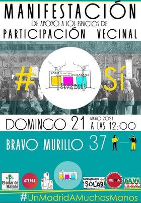 Una manifestación reclamará este domingo la continuidad de Casa Chamberí y apoyará los espacios de participación