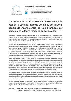 Este miércoles, 14 de agosto, los residentes y miembros de la Asociación se concentrarán a las 11.00 horas, en la calle de Jerte, 3, donde se ubican los apartamentos, para protestar por esta situación.