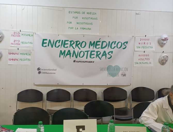 Los médicos encerrados de Manoteras aseguran que 'hay conversaciones' con hasta cuatro asociaciones vecinales para iniciar 'otras acciones' de apoyo a la huelga sanitaria de Madrid, en la misma línea que el encierro de Manoteras.