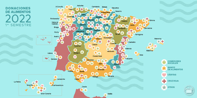 Mercadona colabora con más de 350 comedores sociales, 60 bancos de alimentos y otras entidades sociales de España y Portugal, a los que dona diariamente alimentos, y participa en las campañas de recogida de alimentos que dichas entidades organizan.