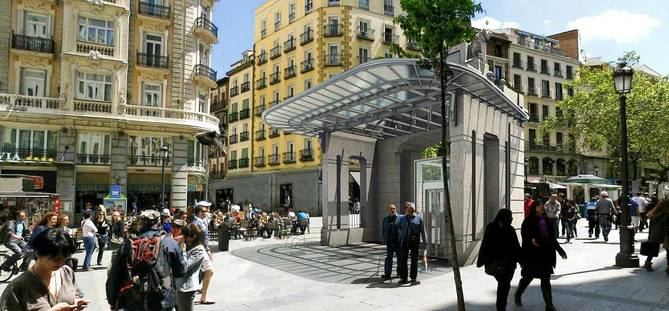 La remodelación de la estación de Gran Vía incluye la réplica en superficie del antiguo templete de la Red de San Luis del arquitecto Antonio Palacios, que en su momento sirvió de hito de acceso a la antigua estación de Metro, y que estará ubicado entre las calles de Montera y Gran Vía.