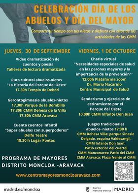 Moncloa-Aravaca celebra el día de los Abuelos y de las Personas Mayores con dos jornadas de actividades intergeneracionales