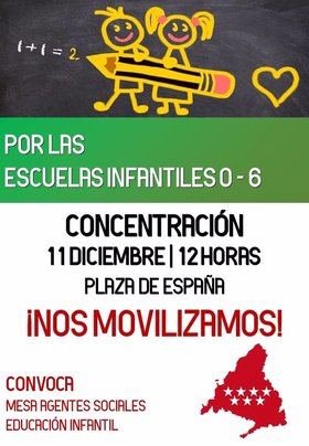 Las escuelas infantiles de Madrid llevan su protesta a la Plaza de España para pedir que se mantenga el ciclo 0-6 años