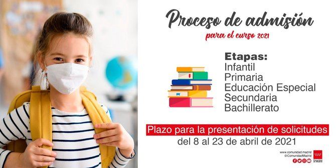 Se abre este jueves el plazo el proceso de escolarización del próximo curso, con casi 4.000 nuevas plazas