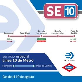 Un servicio especial gratuito de EMT conecta las estaciones de Metro de Fuencarral y Plaza de Castilla