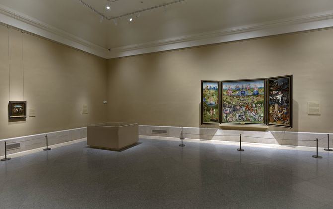 Sala 56, con 'El jardín de las delicias' del Bosco. Madrid, Museo Nacional del Prado.